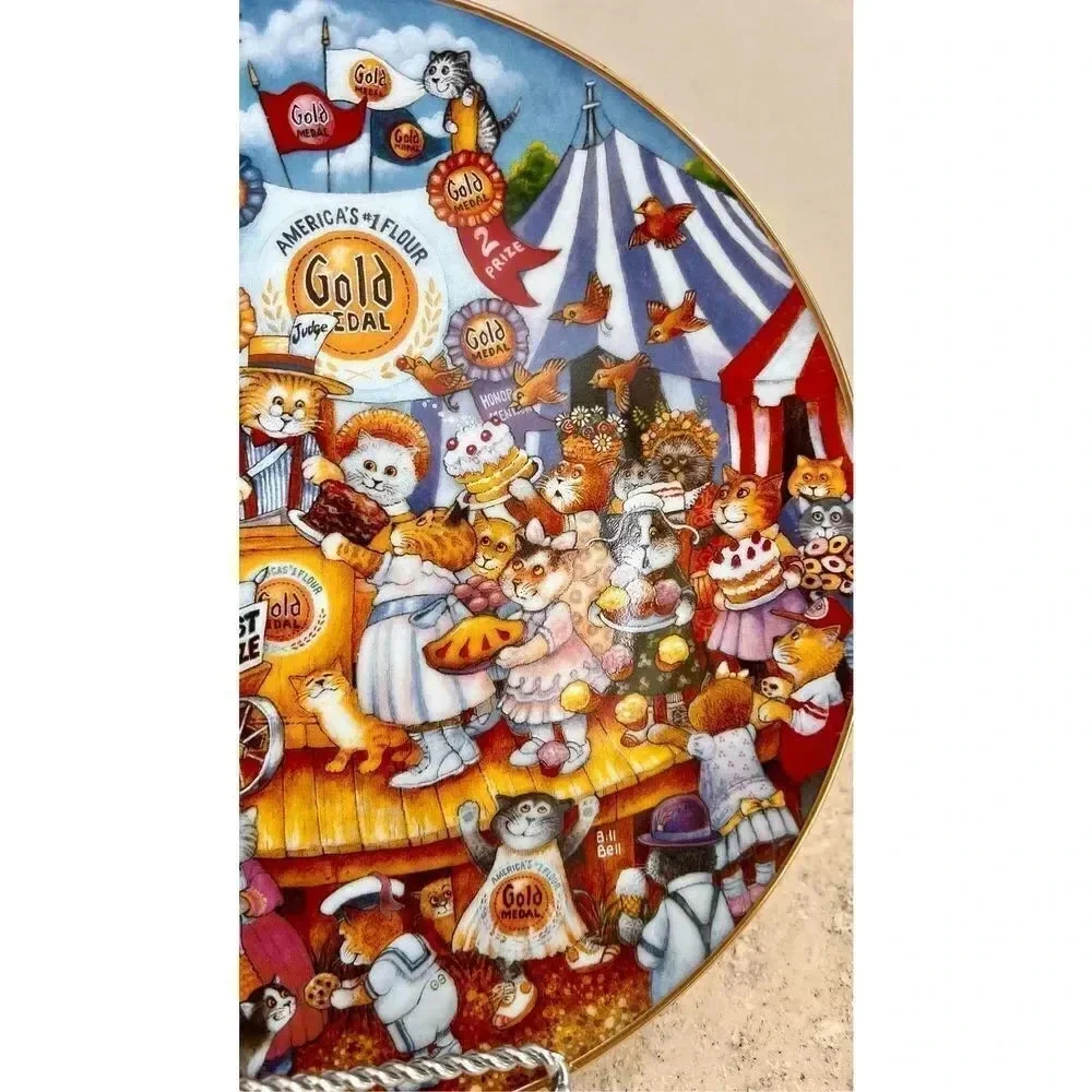 Franklin Mint Multi-Color Gold Medal Flour Cat Winners Bill Bell Collector Plate